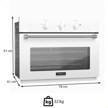 Forno de Embutir Venax Arena-Eg GIII Branco 90L A Gás GLP De Baixa Pressão 220V 32097