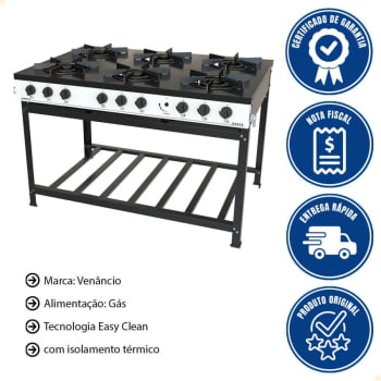 Fogão Industrial Venâncio a Gás GLP Bravo 6 Bocas Branco BR6BBR