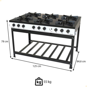 Fogão Industrial Venâncio a Gás GLP Bravo 6 Bocas Branco BR6BBR