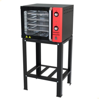 Forno Industrial Convector Venâncio Elétrico Smart Basic Vermelho 4 Esteiras 220v Com Cavalete