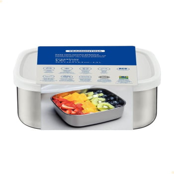 Pote Tramontina Freezinox Em Aço Inox Quadrado Com Tampa Plástica 16 cm 1,2 L 61223660