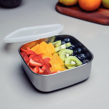 Pote Tramontina Freezinox Em Aço Inox Quadrado Com Tampa Plástica 16 cm 1,2 L 61223660