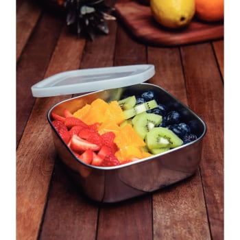 Pote Tramontina Freezinox Em Aço Inox Quadrado Com Tampa Plástica 16 cm 1,2 L 61223660