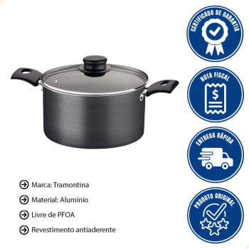 Caldeirão Tramontina Turim Alumínio Revestimento Antiaderente Starflon Max Chumbo 20 cm 20263620