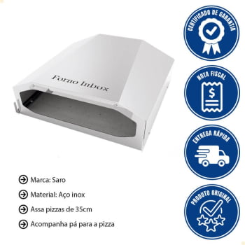 Forno Assador Inbox De Pizza Para Fogão Saro 35 cm Em Aço Inox FB35 