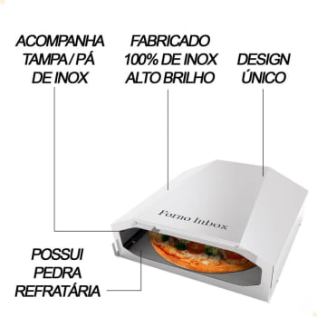 Forno Assador Inbox De Pizza Para Fogão Saro 35 cm Em Aço Inox FB35 