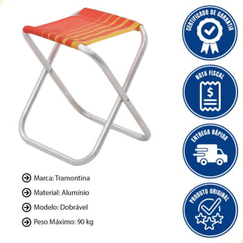 Banqueta de Praia Tramontina Fiji em Alumínio com Assento Laranja e Amarelo 92900301