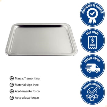 Bandeja Retangular Tramontina Buena em Aço Inox 49x33 cm 61712480