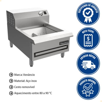 Conservador de Fritura Elétrico Venâncio Linha Prime Aço Inox Uma Cuba Aquecedor 18" 127v