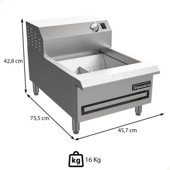 Conservador de Fritura Elétrico Venâncio Linha Prime Aço Inox Uma Cuba Aquecedor 18" 127v