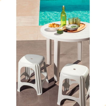 6 Banquetas Tramontina Niterói em Polipropileno Branco 45 cm 92411010