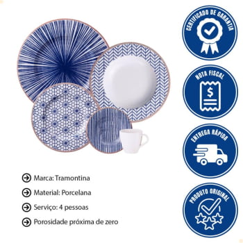 Aparelho de Jantar Tramontina Abstratta em Porcelana Decorada 20 Peças 96589048