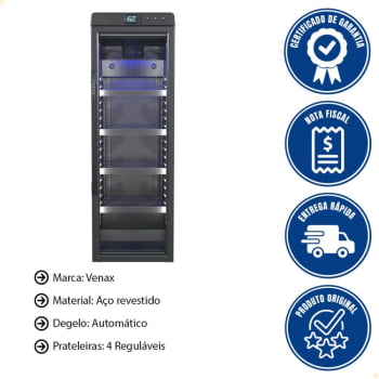 Expositora Cervejeira Venax EXPVQCB 200L Craft Beer Porta Com Vidro Duplo Preto Fosco 127V 32538