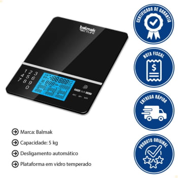 Balança Digital Nutricional Balmak Mod Nutri-5 Desligamento Automático 5 kg PA0144