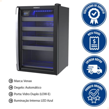 Kit Cervejeira Venax Blue Light + Adega Venax Piubella Cave + Expositora Champanheira Venax 220V