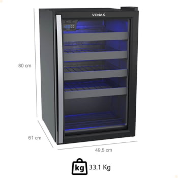 Kit Cervejeira Venax Blue Light + Adega Venax Piubella Cave + Expositora Champanheira Venax 220V