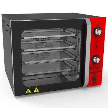 Forno Industrial Convector Venâncio Elétrico Smart Basic Vermelho 4 Esteiras 220v Com Cavalete