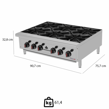 Fogão Industrial Progás PRO-6000 6 Bocas A Gás Em Aço Inox Com Cavalete