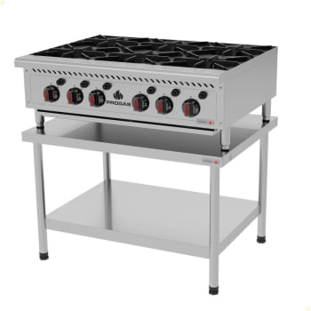Fogão Industrial Progás PRO-6000 6 Bocas A Gás Em Aço Inox Com Cavalete