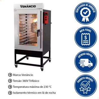 Forno Industrial Turbo Twister Elétrico Venâncio Para 10 Esteiras 380V Trifásico FVT10E