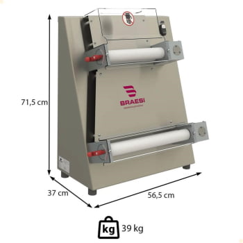 Cilindro Modeladora Pizza Industrial Em Inox 40cm Bmpz-40 Braesi Bivolt 