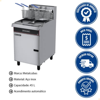 Fritador Industrial A Gás Metalcubas FOG 3C DUPLO Premium Óleo 220V 45L
