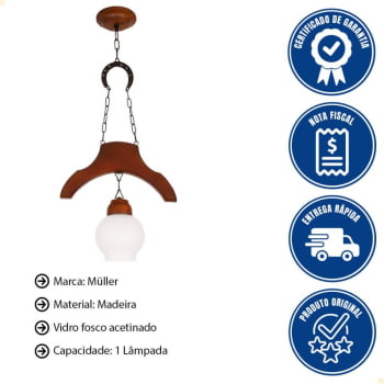 Pendente Muller Sela de Cavalo 1 Lâmpada Envelhecido 931E