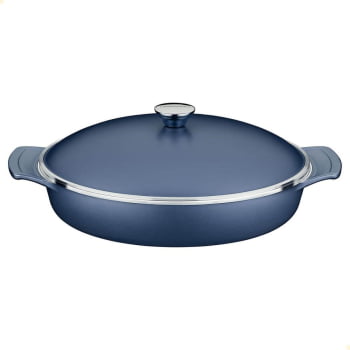 Frigideira Tramontina Lyon Em Alumínio Revestimento Starflon Azul Com Tampa 32 cm 4,3L 20951832