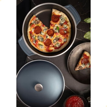 Frigideira Tramontina Lyon Em Alumínio Revestimento Starflon Azul Com Tampa 32 cm 4,3L 20951832
