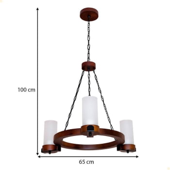 Lustre Muller Country Redondo 3 Lâmpadas Envelhecido 1103E