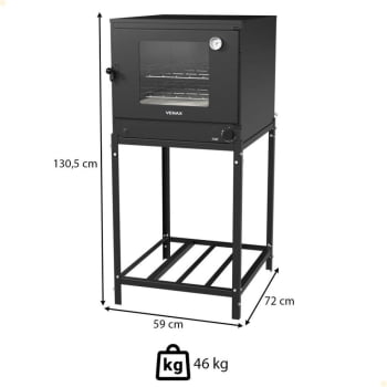Forno a Gás Industrial Venax Fi 109L Preto Fosco com Pedra Refratária e Base GLP 13144