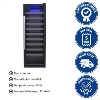 Adega Venax Piubella Cave 200L Para 50 Garrafas Preto Fosco 127V 13700