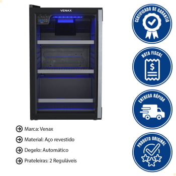 Cervejeira Venax Blue Light 100 Litros Porta Invertida Preto Fosco 127V 19919