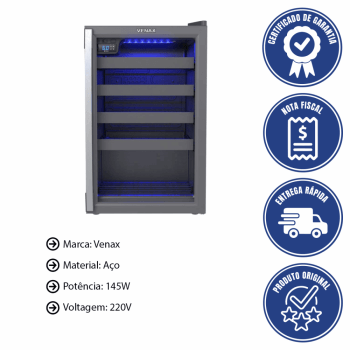 Conjunto Venax Cervejeira Blue Light Porta Invertida e Adega Piubella Grafite 100L 220V 21207-7833