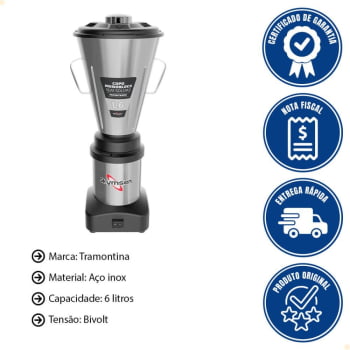 Liquidificador Comercial L6 Em Inox 6 Litros Skymsen Copo Monobloco Bivolt 709816
