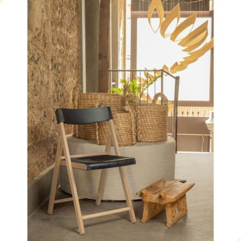 Cadeira de Madeira Dobrável Tramontina Potenza Natural Polipropileno Preto 13792382