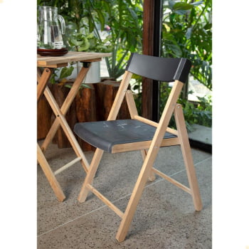 Cadeira de Madeira Dobrável Tramontina Potenza Natural Polipropileno Preto 13792382