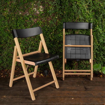 Cadeira de Madeira Dobrável Tramontina Potenza Natural Polipropileno Preto 13792382