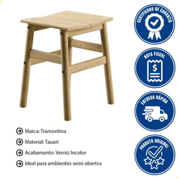 Banqueta Baixa Tramontina Bossa 45 cm Madeira Tauari Natural 13693080