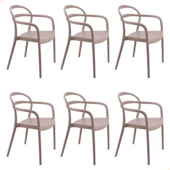 Kit 6 Cadeiras Tramontina Sissi Summa Em Polipropileno E Fibra De Vidro Com Braços Camurça 92045210 Kit 6 Cadeiras Tramontina Sissi Summa Em Polipropileno E Fibra De Vidro Com Braços Camurça 92045210