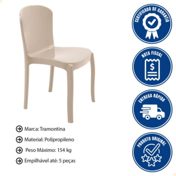 Kit 8 Cadeiras Tramontina Anna em Polipropileno Areia 92028/120