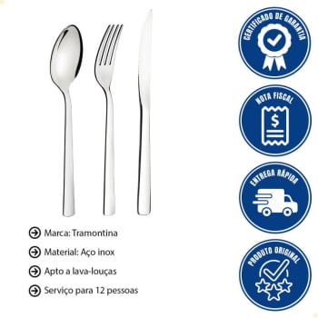 Faqueiro Tramontina Oslo 72 Peças em Aço Inox com Facas para Churrasco Acabamento Brilho 66985154