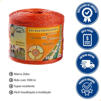 Fio Eletroplástico Zebu  Básico Laranja 1000m 31380