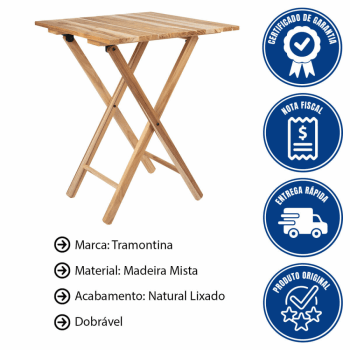 Conjunto de Cadeiras e Mesa Tramontina Em Madeira Natural 13748932 - 14601992