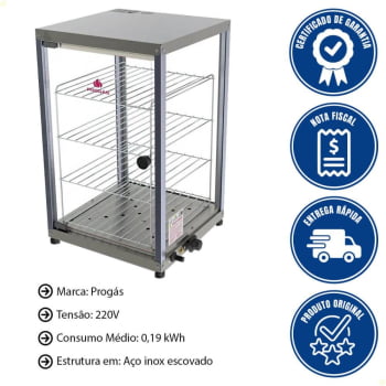 Vitrine Vertical Elétrica Progás PR-640 E Inox 220V 4 Divisões Não Acompanha Bandejas