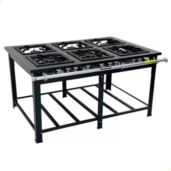 Fogão Industrial Maxi 6 Queimadores Duplo Venâncio Gás Glp Baixa Pressão 15304