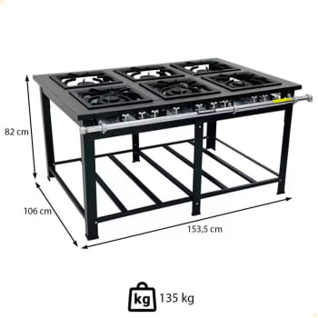 Fogão Industrial Maxi 6 Queimadores Duplo Venâncio Gás Glp Baixa Pressão 15304