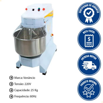 Amassadeira Espiral Venâncio 25kg 2 Velocidades 220V Monofásico 60Hz 16846