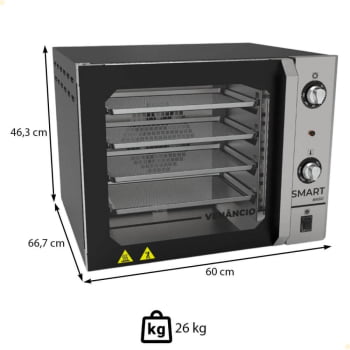 Forno Convector Venâncio Smart Basic 4 Esteiras com Corpo Preto e Painel Inox 127V FCSB4EPRIN