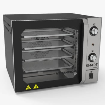 Forno Convector Venâncio Smart Basic 4 Esteiras com Corpo Preto e Painel Inox 127V FCSB4EPRIN